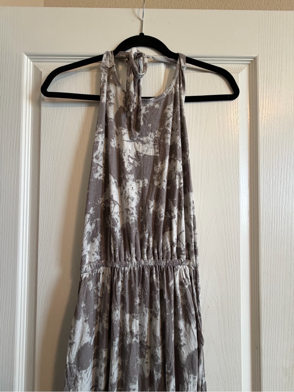 RACHEL Rachel Roy Taupe and White One-Shoulder Tie-Back Maxi Dress